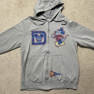 Disney Parks Mickey Mouse Gray Zip Front Hoodie Hooded Sweatshirt Jacket Size L